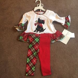 🆕 Bonnie Jean Christmas doggie plaid outfit
